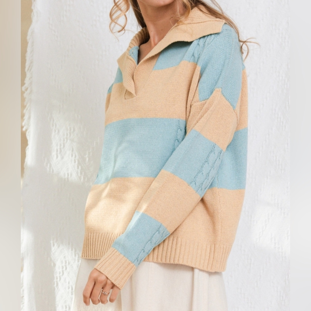 #133 🛑M  BOHO CHIC SPREAD COLLAR NECK  SWEATER TOP - Picture 8 of 12